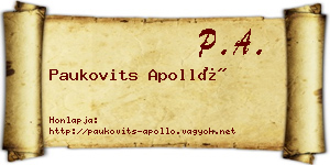 Paukovits Apolló névjegykártya